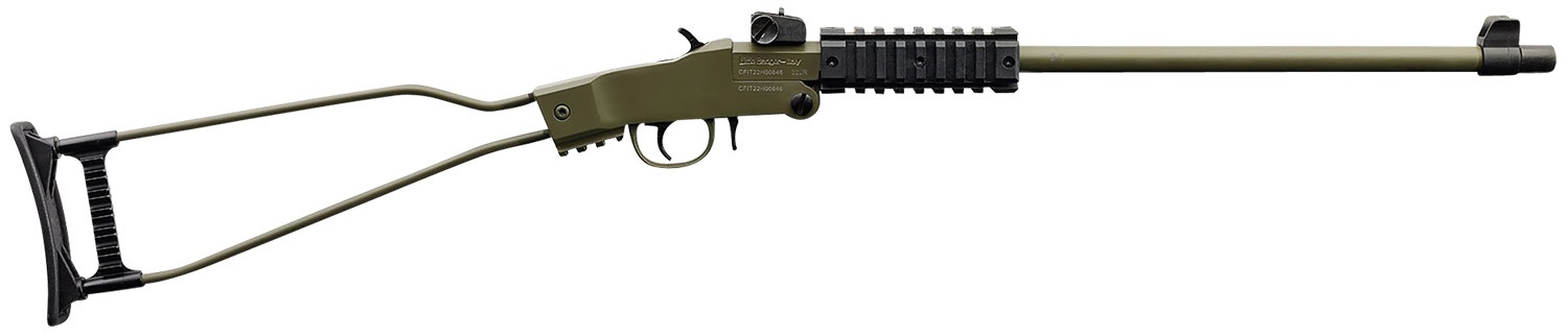 Chiappa Firearms 500266 Little Badger Full Size 22 LR 1 Shot, 16.50" OD Green Cerakote Steel Threaded Barrel, OD Green Cerakote Quad Picatinny Receiver, OD Green Cerakote Underfolding Wire Frame Stoc