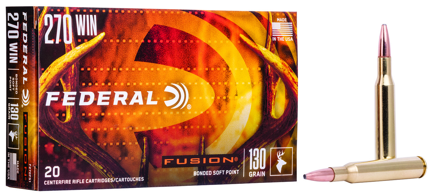 Federal F270FS1 Fusion 270Win 130gr Bonded Soft Point 20 Per Box/10 Case