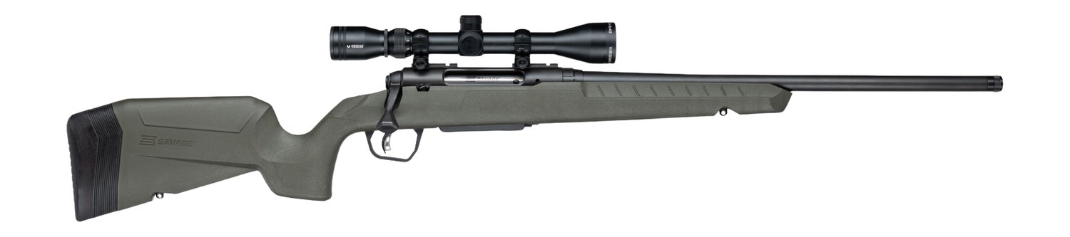 Savage Arms 33170 Axis 2 XP w/Optic 30-06 Springfield 4+1 20" Matte Black Carbon Steel Threaded Barrel, Drilled & Tapped Receiver, OD Green Synthetic Fixed w/Pistol Grip Stock, 3-9x40mm Duplex Scope,