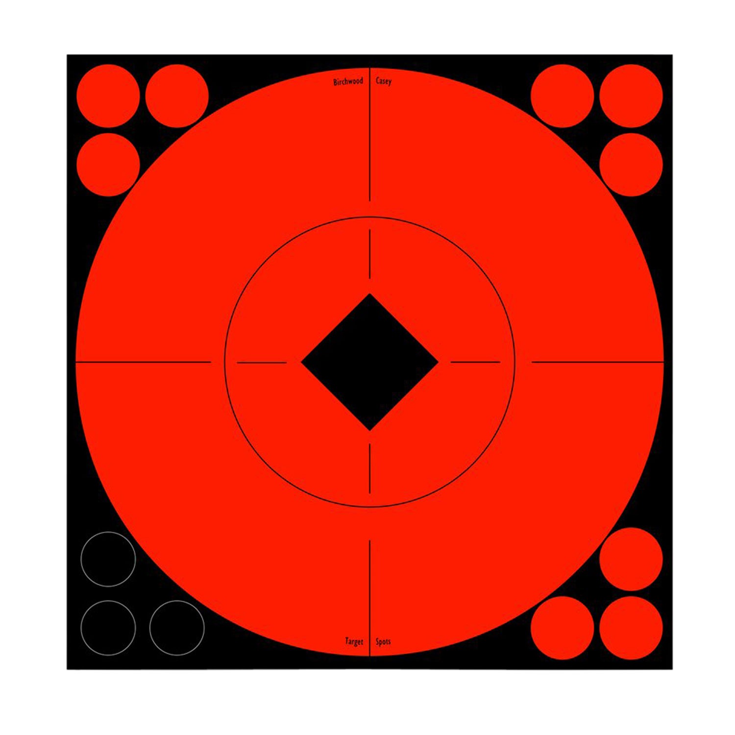 Birchwood Casey 33916 Target Spots Self-Adhesive Paper Black/Red 8" Bullseye 8 Pack