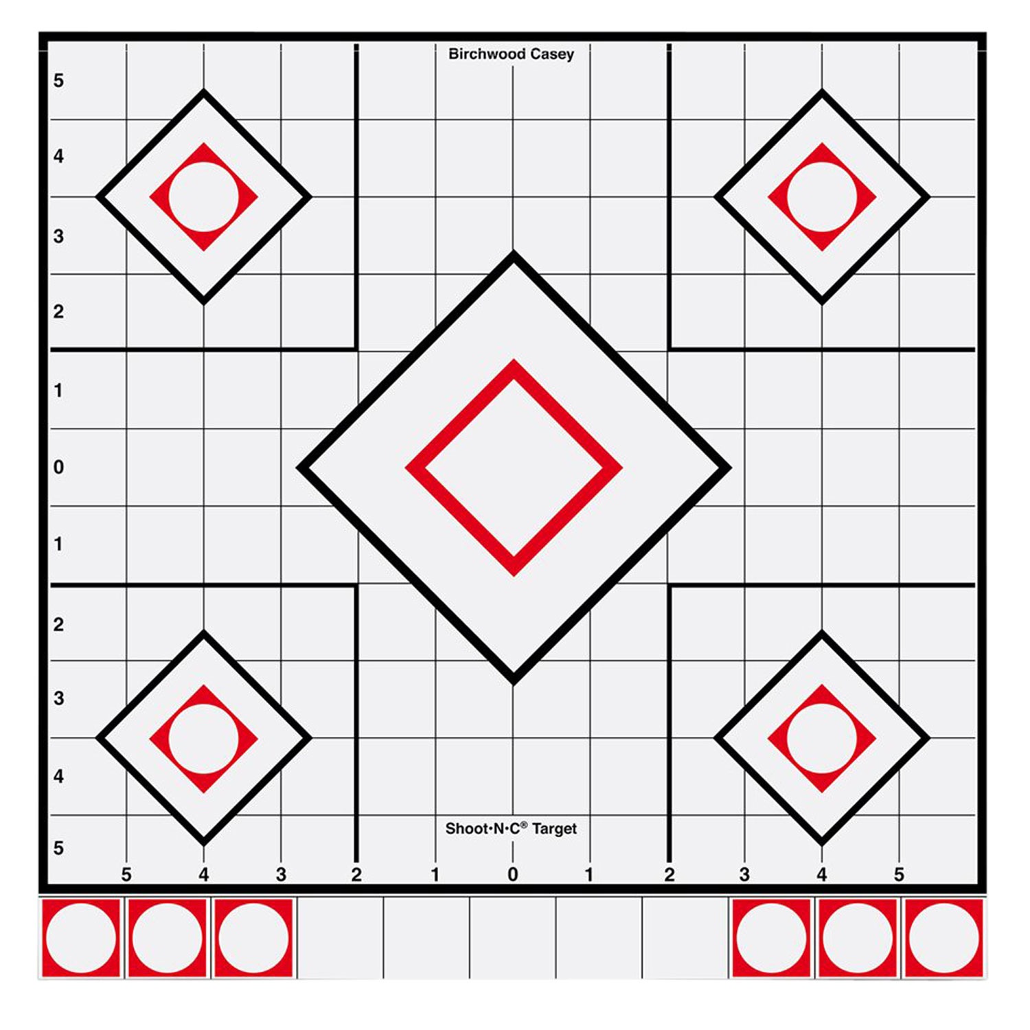 Birchwood Casey 34219 Shoot-N-C Reactive Target Self-Adhesive Paper White/Red 12" 5-Diamond 5 Pack