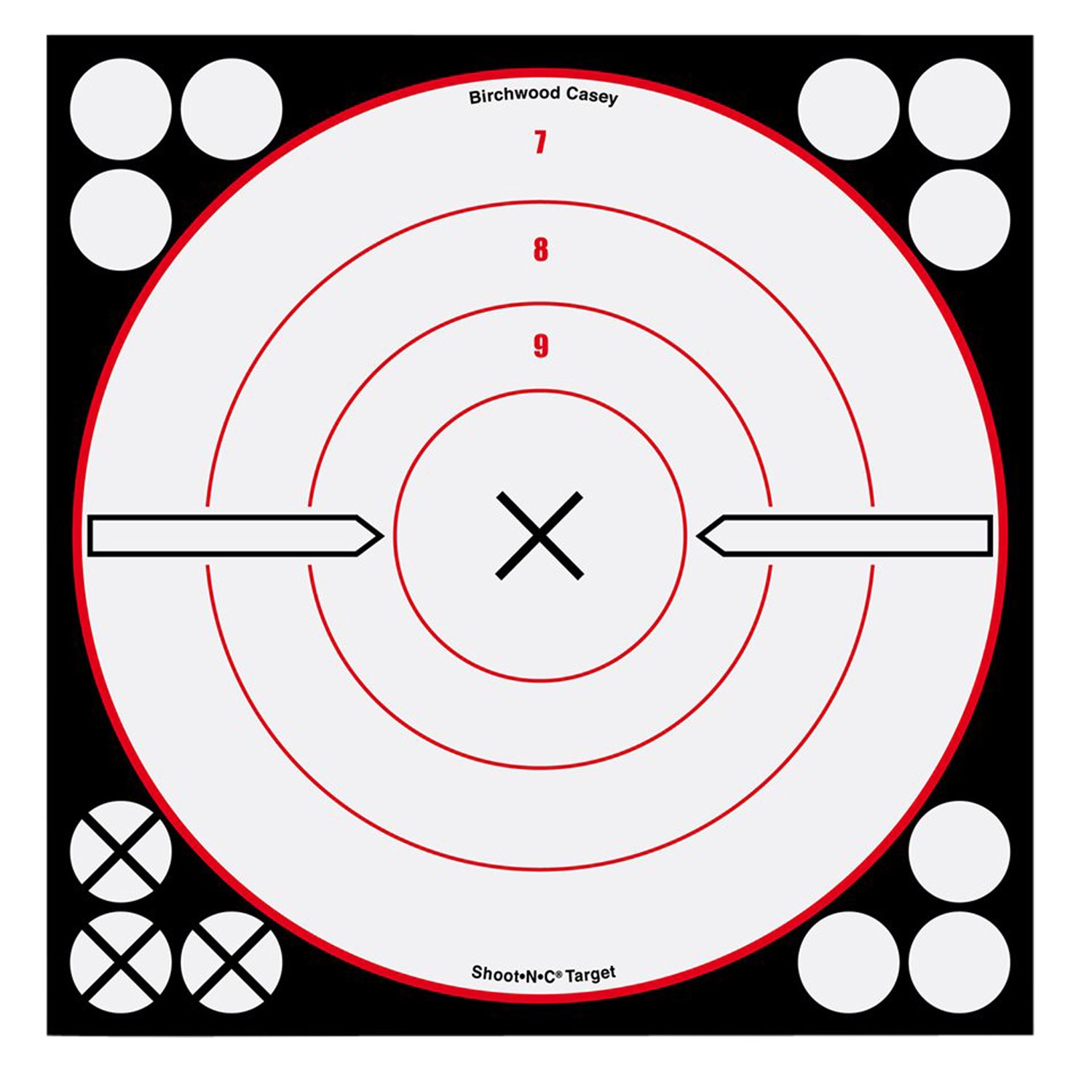 Birchwood Casey 34802 Shoot-N-C Reactive Target Self-Adhesive Paper Black/Red/White 8" Bullseye 6 Pack