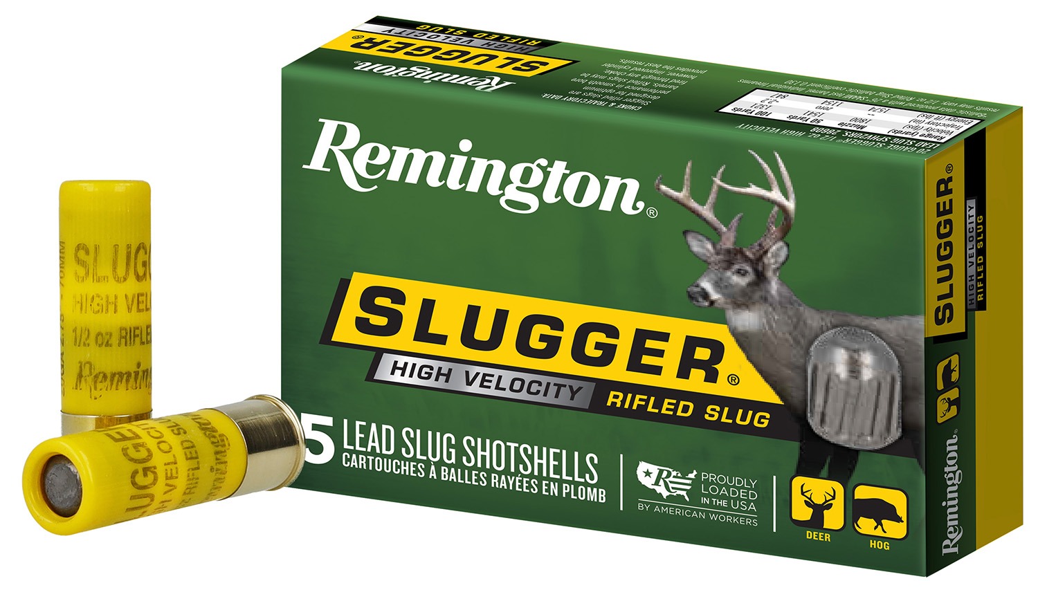 Remington Ammunition 28608 Slugger High Velocity 20 Gauge 2.75" 1/2 oz Rifled Slug Shot 5 Per Box/ 50 Cs