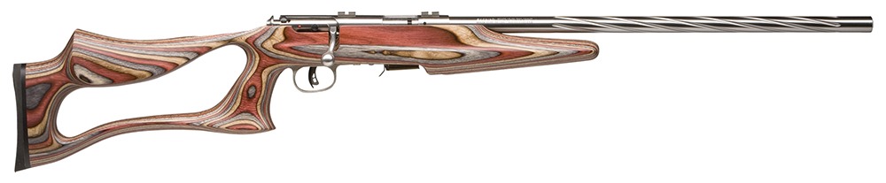 Savage Arms 92750 93 BSEV Full Size 22 WMR 5+1 21" Matte Heavy Spiral Fluted Barrel, Matte Stainless Steel Drilled & Tapped Receiver, Royal Jacaranda Thumbhole Laminate Stock, Right Hand