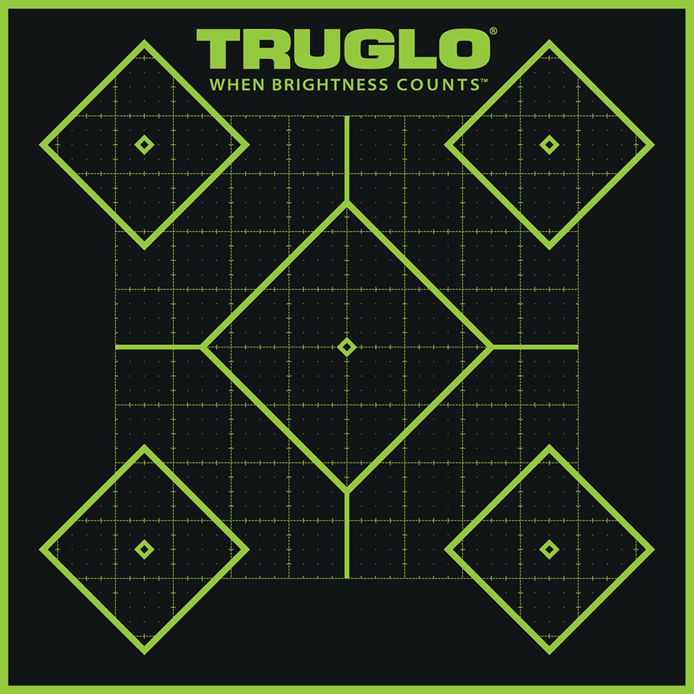 TruGlo TG14A6 Tru-See 5- Diamond Target Self-Adhesive Heavy Paper Black/Green 12"x12" 6 Pack