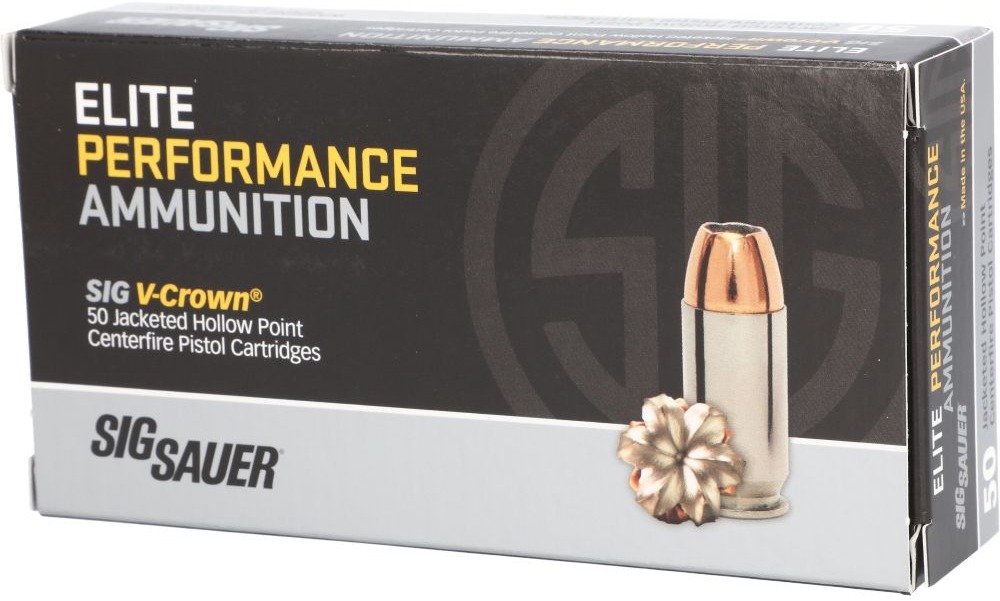 SIG AMMO 40SW 180GR ELITE V-CROWN JHP 50/10