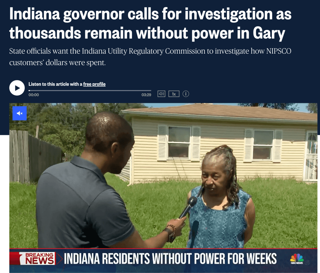 Gary Indiana Power Outage news article