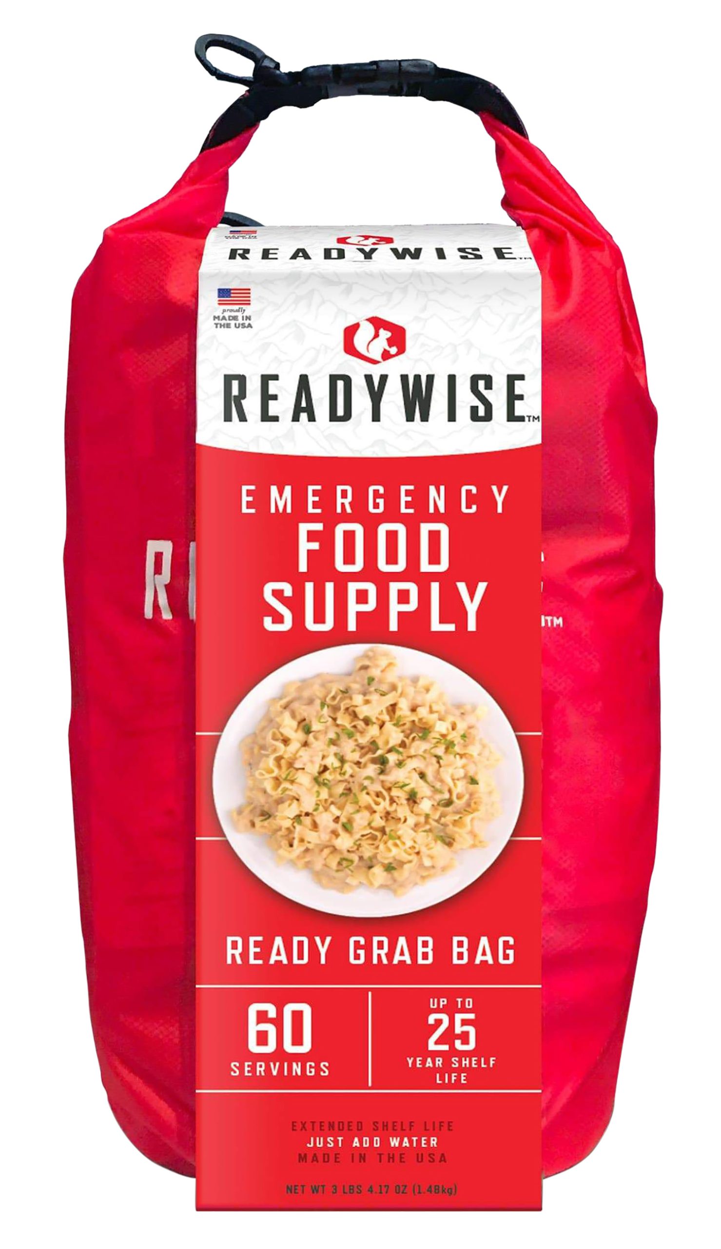 ReadyWise RW10641 7 Day Emergency Grab Bag 60 Servings, 10 Mylar Pouches, 13,920 Total Calories, About 60 Cups of Water Needed