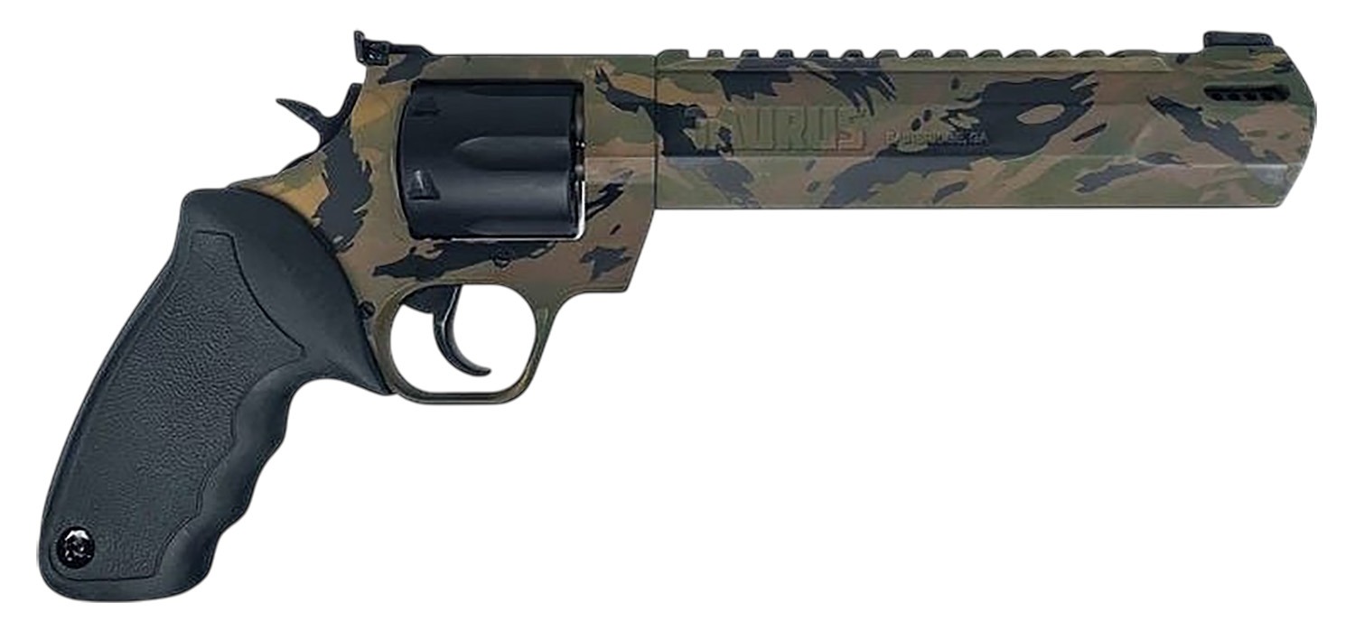Taurus 2-357081RH-DTSC Raging Hunter Large 357 Mag/38 Special +P 7 Shot 8.37" Camo Picatinny Rail/Ported Barrel, Matte Black Cylinder, Camo Alloy Steel Frame, Transfer Bar Safety, Exposed Hammer
