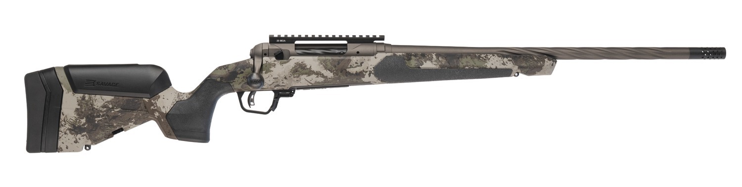 Savage Arms 32570 110 Core Hunter Pro 243 Win 3+1 20" Spiral Fluted Barrel, Savage Woodland Camo AccuStock w/AccuFit V2 Synthetic Stock, Right Hand