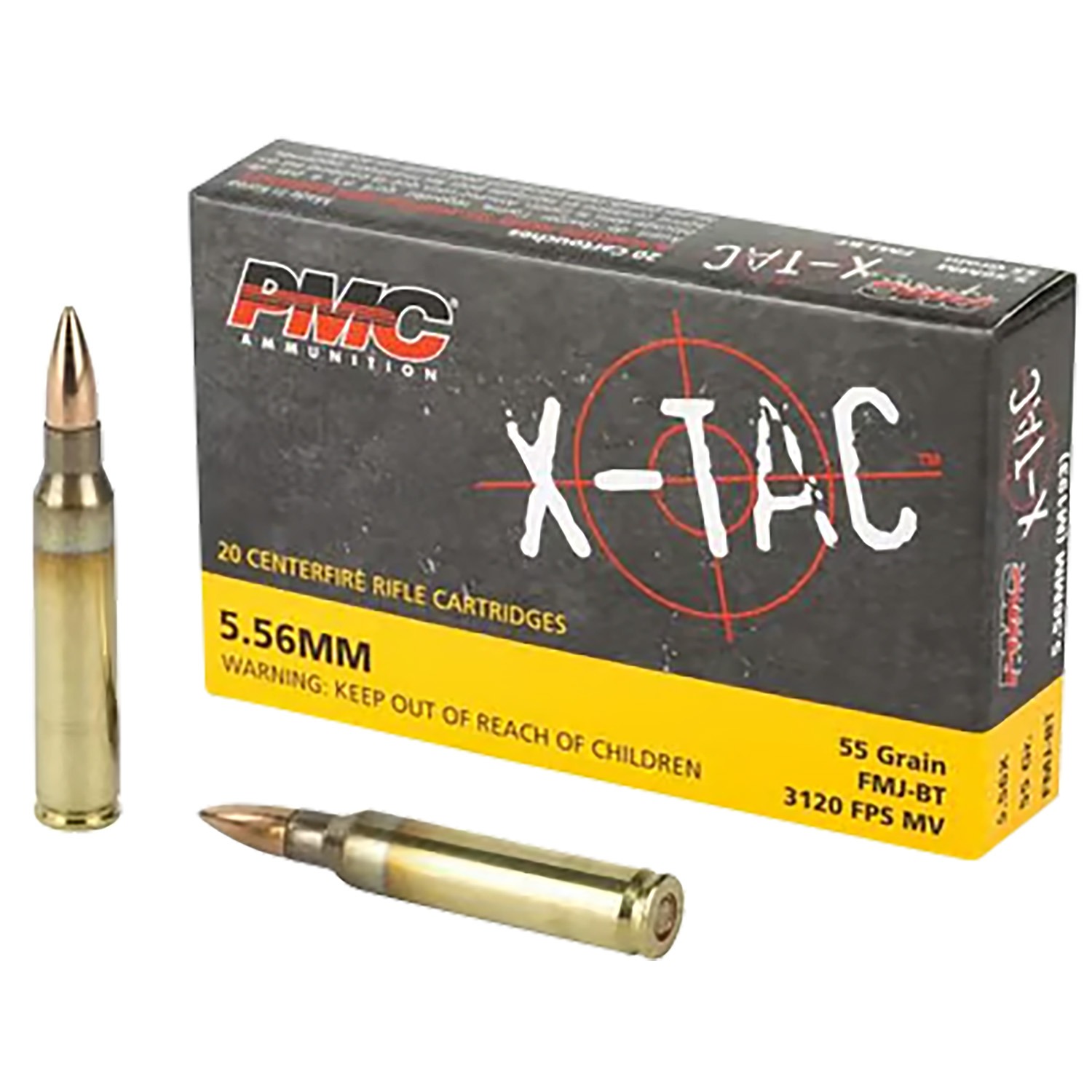 PMC 556XBP X-Tac Battle Pack 5.56x45mmNATO 55gr Full Metal Jacket Boat Tail 200 Per Box/5 Case