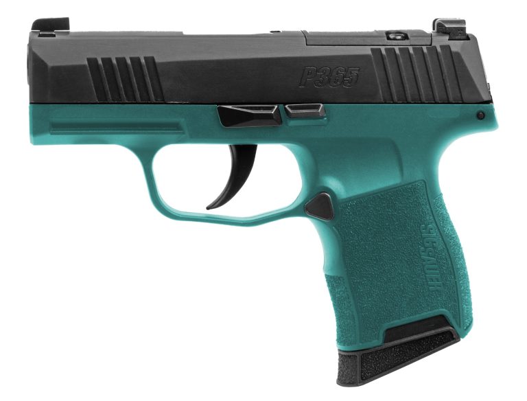 SIG SAUER P365 Bama Breeze 9mm pistol with teal grip