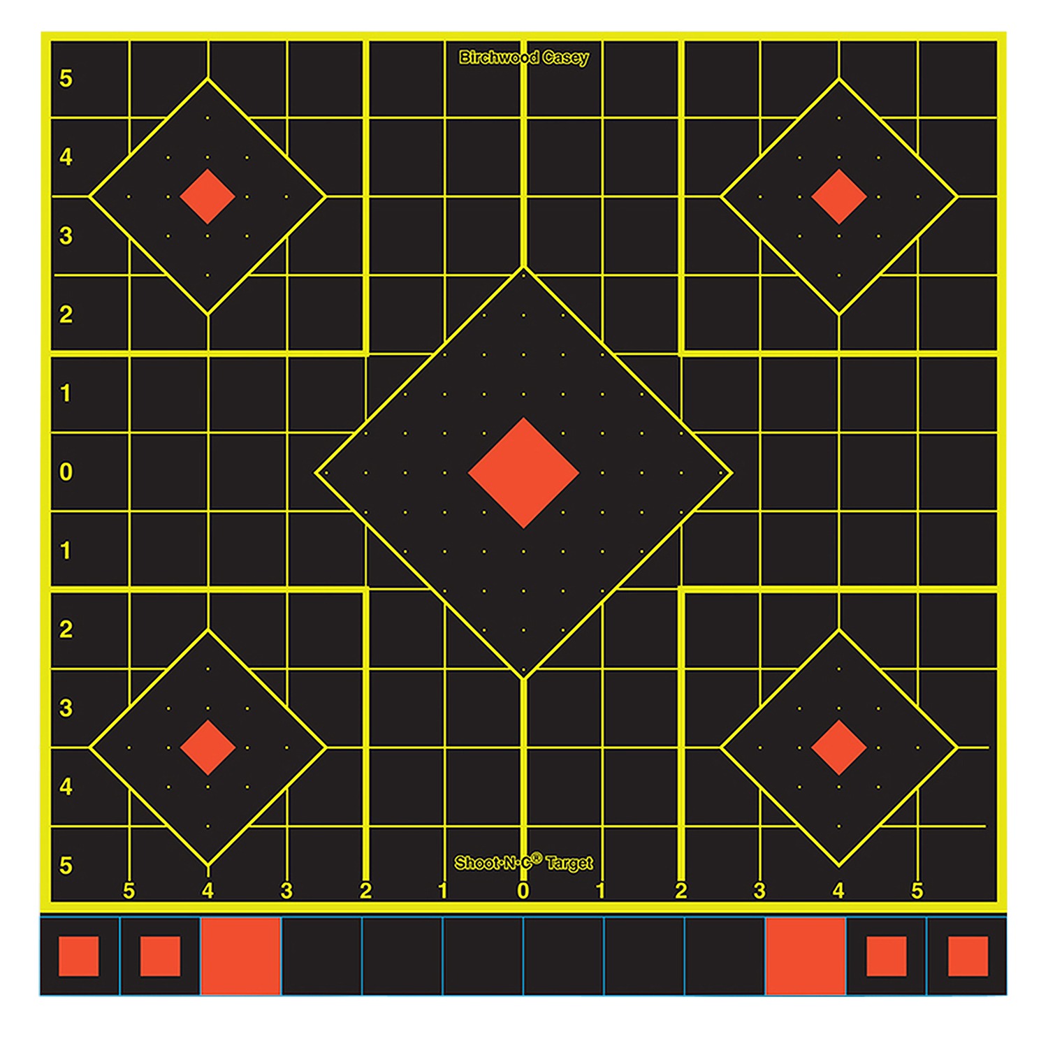 Birchwood Casey 34211 Shoot-N-C Sight-In Self-Adhesive Paper Black/Yellow/Red 12" 5-Diamond 100 Pack