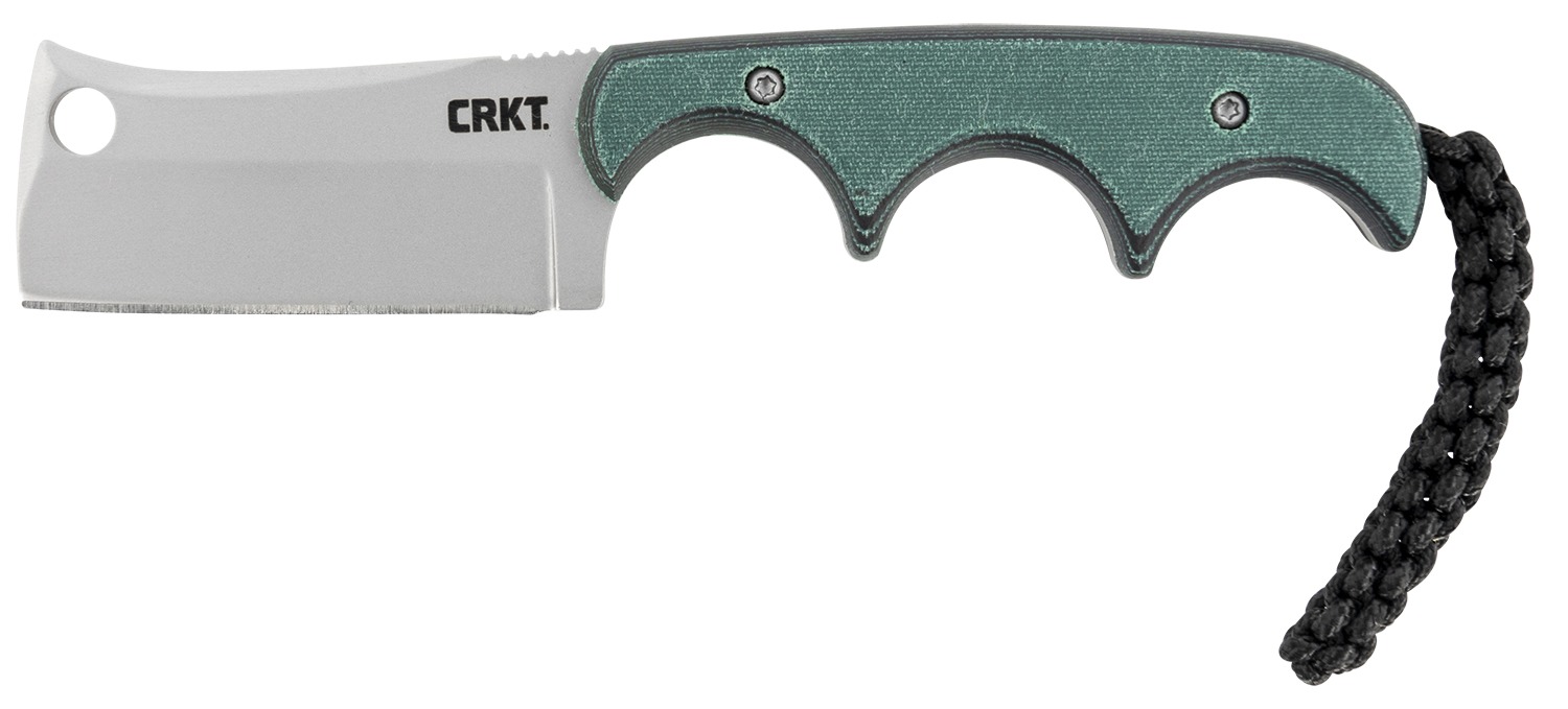 CRKT 2383 Minimalist 2.13" Fixed Cleaver Plain Bead Blasted 5Cr15MoV SS Blade/ Green Contoured Resin Infused Fiber Handle Includes Lanyard/Sheath