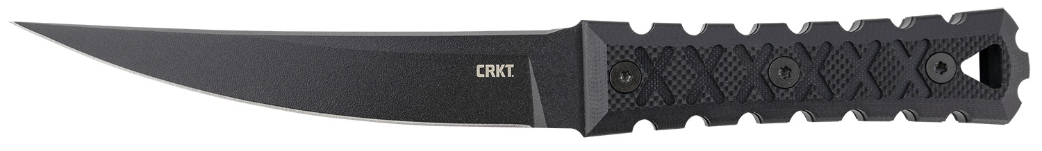 CRKT 2927 HZ6 6.50" Fixed Plain Black Matte Baked-On Anti Rust SK-5 Steel Blade/Black w/Carved X's G10 Handle Includes Sheath