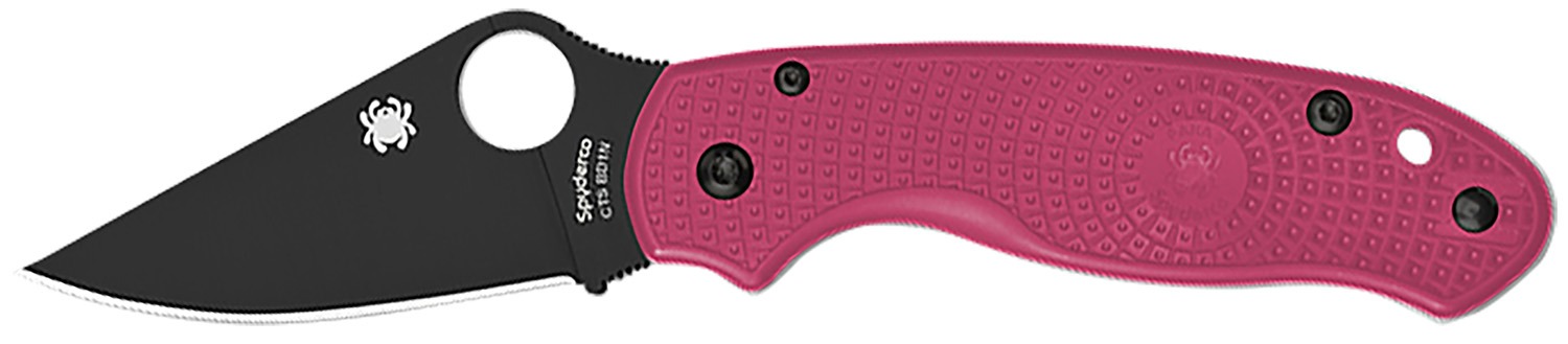 Spyderco C223PPNBK Para 3 Lightweight Breast Cancer EDC 2.93" Folding Plain Black DLC BD1N SS Blade, Pink Textured FRN Handle