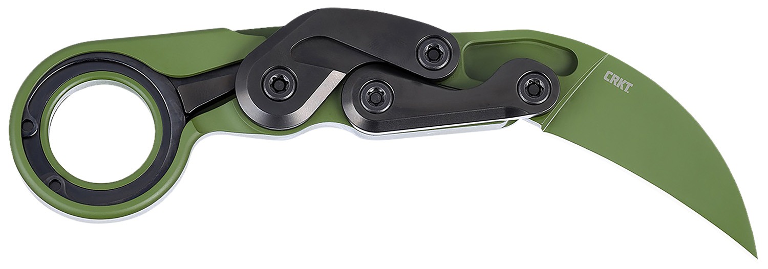 CRKT 4040BG Provoke 2.41" Folding Karambit Plain Bright Green Cerakote D2 Steel, Blade Bright Green Cerakote Aluminum Handle