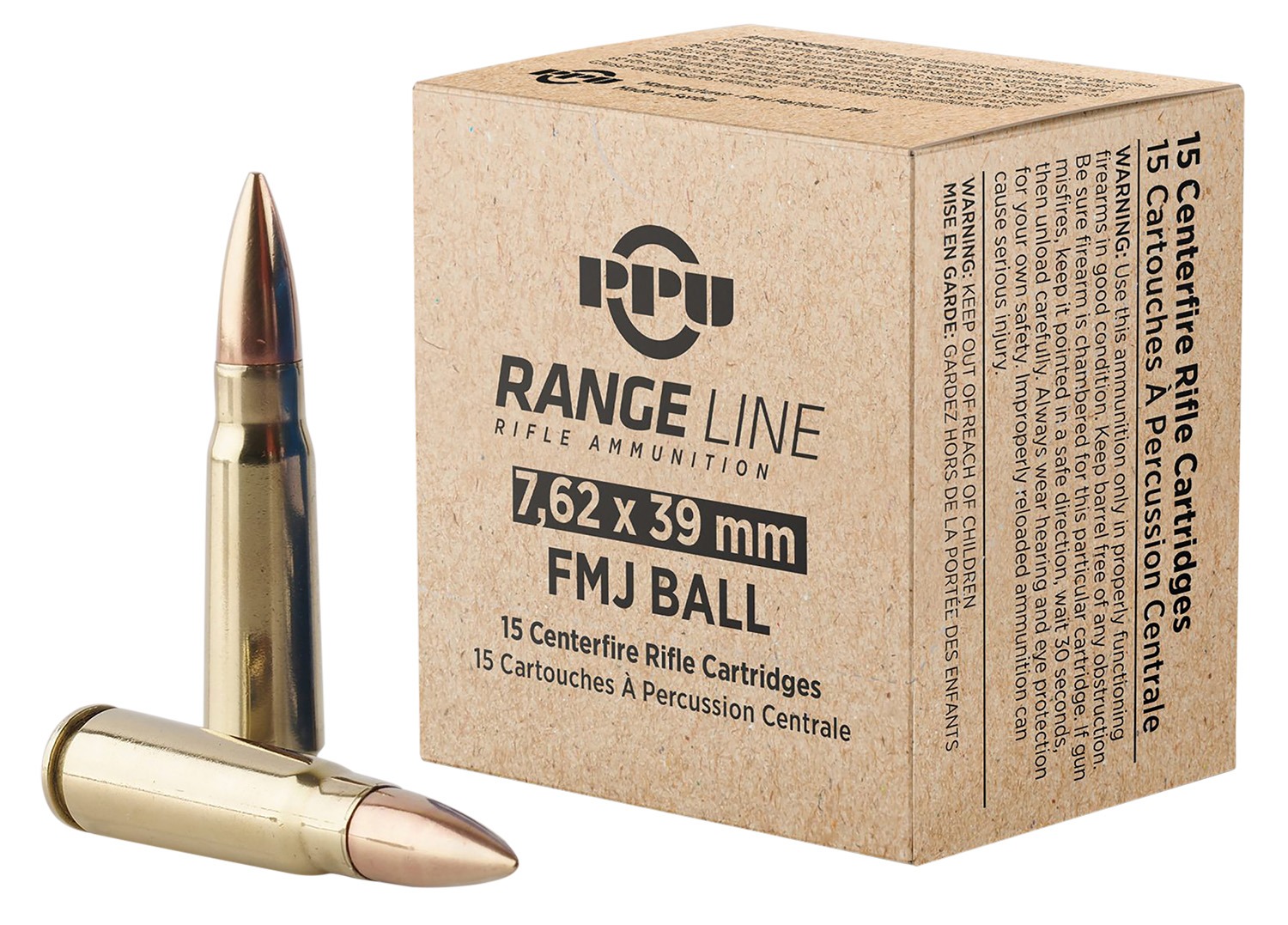 TR&Z PPR739 7.62x39mm 123 gr Full Metal Jacket 15 Per Box/ 62 Cs
