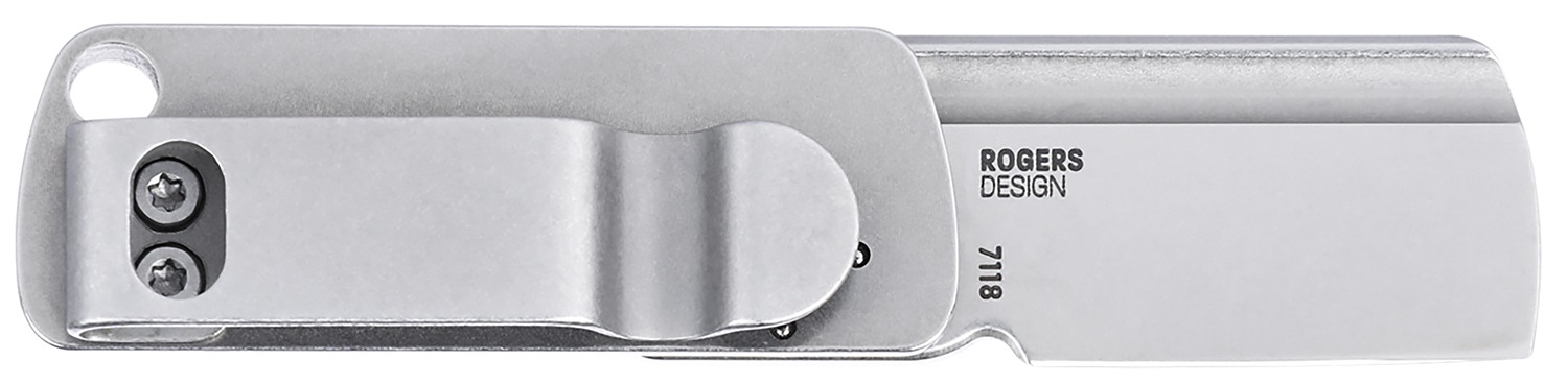 CRKT 7118 Box Key EDC 1.24" Folding Plain Stonewashed 12C27 Sandvik SS Blade, Stainless Steel Handle