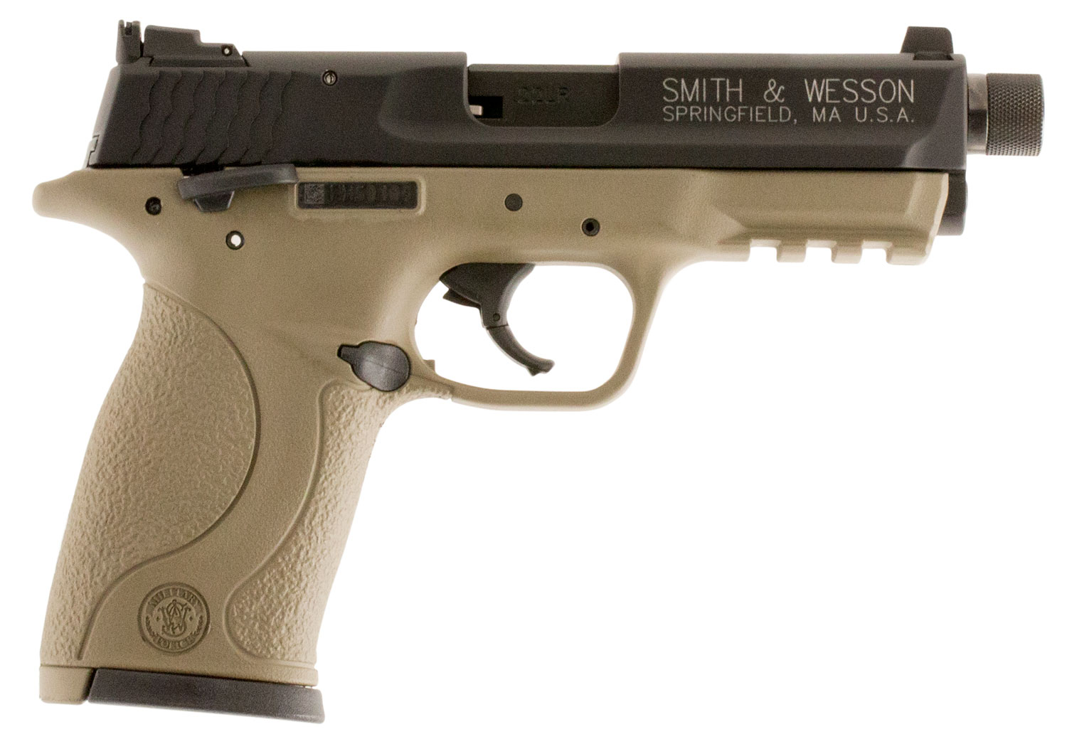Smith & Wesson 10242 M&P Compact Frame 22 LR 10+1 3.60" Black Steel Threaded Barrel & Serrated Slide, Flat Dark Earth Cerakote Polymer Frame w/Picatinny Rail, Ambidextrous
